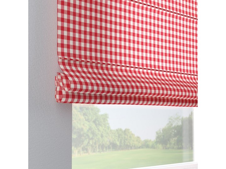 Roleta rzymska Capri, czerwono biała kratka (1,5x1,5cm), szer.80 × dł.170 cm, Quadro Wzór Dla dzieci Kolor Biały