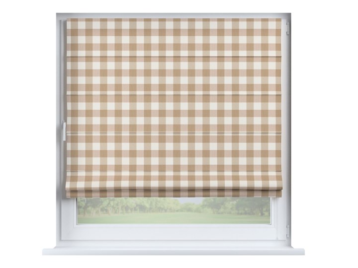 Roleta rzymska Capri, beżowo biała krata (5,5x5,5cm), szer.80 × dł.170 cm, Quadro Kolor Beżowy