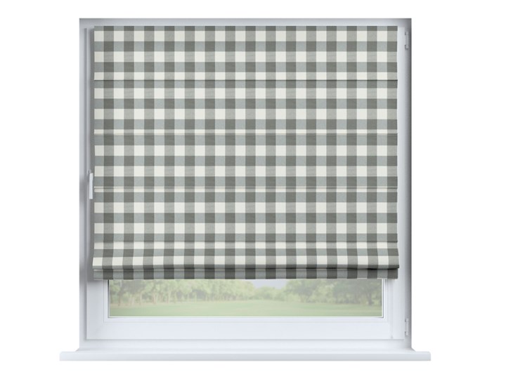 Roleta rzymska Capri, szaro biała krata (5,5x5,5cm), szer.80 × dł.170 cm, Quadro Pomieszczenie Salon Wzór Kratka