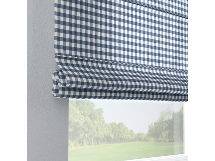 Roleta rzymska Capri, granatowo biała kratka (1,5x1,5cm), szer.80 × dł.170 cm, Quadro Pomieszczenie Pokój nastolatka