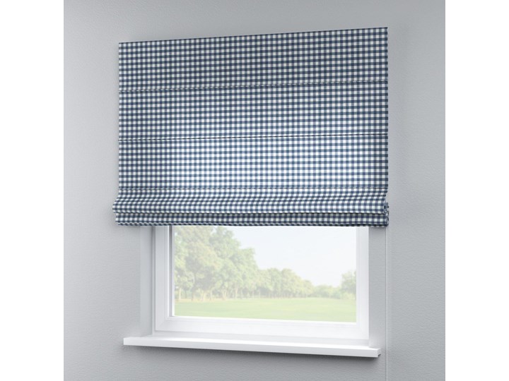Roleta rzymska Capri, granatowo biała kratka (1,5x1,5cm), szer.80 × dł.170 cm, Quadro Pomieszczenie Biuro i pracownia