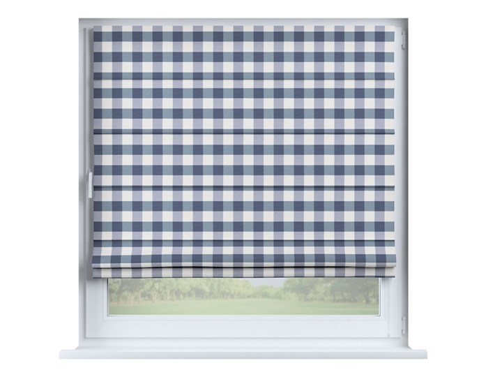 Roleta rzymska Capri, granatowo biała krata (5,5x5,5cm), szer.80 × dł.170 cm, Quadro Wzór Dla dzieci Kolor Biały
