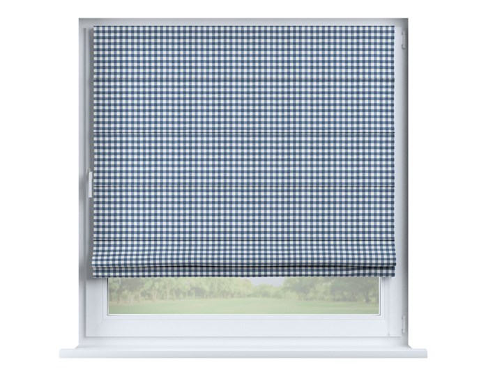 Roleta rzymska Capri, granatowo biała kratka (1,5x1,5cm), szer.80 × dł.170 cm, Quadro Pomieszczenie Jadalnia