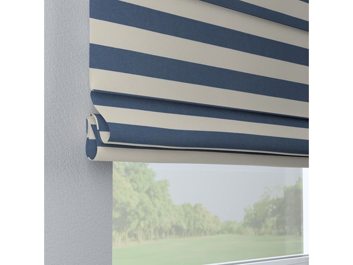 Roleta rzymska Capri, niebiesko - białe pasy (5,5cm), szer.80 × dł.170 cm, Quadro Kolor