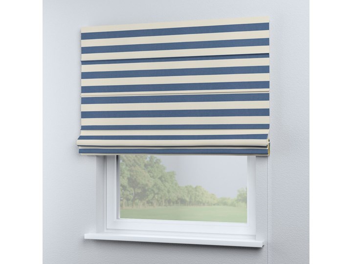 Roleta rzymska Capri, niebiesko - białe pasy (5,5cm), szer.80 × dł.170 cm, Quadro Pomieszczenie Kuchnia Wzór Paski