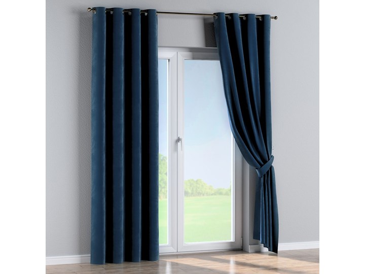 Zasłona na kółkach 1 szt., granat, 1szt 130 × 260 cm, Velvet Zasłona prześwitująca Poliester 130x260 cm Pomieszczenie Salon