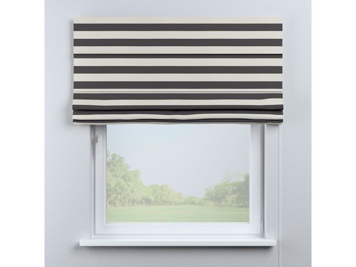 Roleta rzymska Capri, biało - grafitowe pasy (5,5cm), szer.80 × dł.170 cm, Quadro Pomieszczenie Sypialnia Pomieszczenie Pokój przedszkolaka