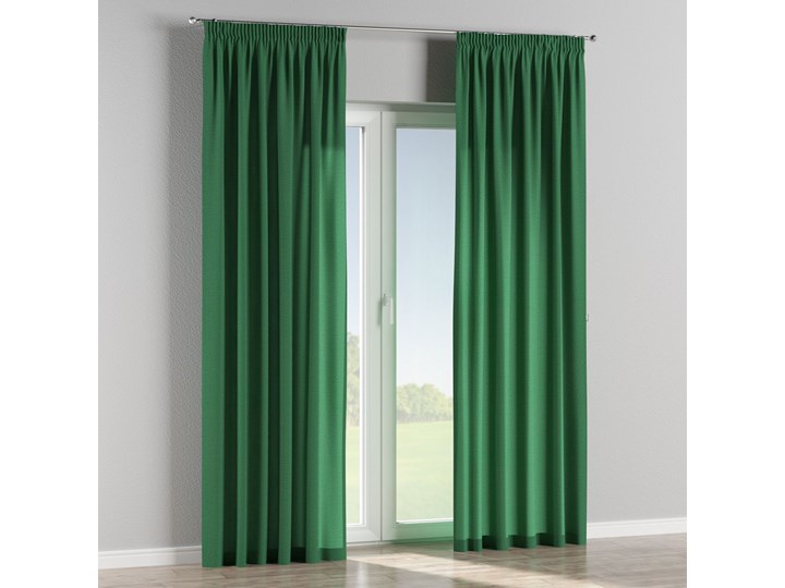 Zasłona na taśmie marszczącej 1 szt., butelkowa zieleń, 1szt 130 × 260 cm, Loneta Zasłona zaciemniająca Bawełna Poliester 130x260 cm Kategoria Zasłony