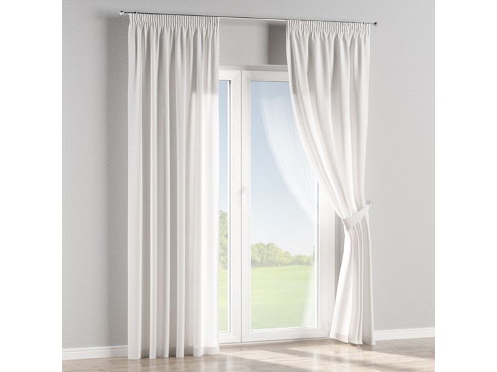 Zasłona na taśmie marszczącej 1 szt., śmietankowa biel, 1szt 130 × 260 cm, Loneta Poliester 130x260 cm Bawełna Zasłona zaciemniająca Pomieszczenie Kuchnia