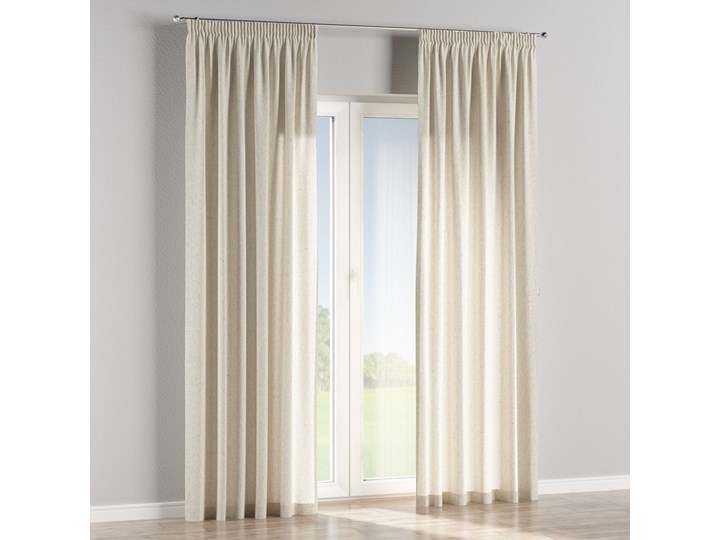 Zasłona na taśmie marszczącej 1 szt., melanż szaro-beżowy, 1szt 130 × 260 cm, Loneta 130x260 cm Bawełna Poliester Zasłona zaciemniająca Mocowanie