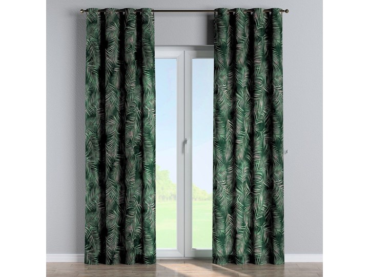 Zasłona na kółkach 1 szt., zielony w liście, 1szt 130 × 260 cm, Velvet 130x260 cm Zasłona prześwitująca Poliester Kolor Czarny