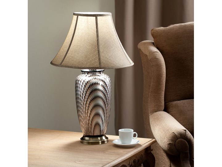 Lampa stołowa Maiko ceramiczna 71cm, 71 cm Lampa z kloszem Kolor Beżowy Kategoria Lampy stołowe