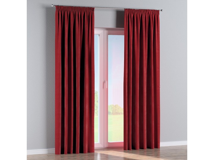 Zasłona na taśmie marszczącej 1 szt., intensywna czerwień, 1szt 130 × 260 cm, Velvet Mocowanie Zasłona prześwitująca Poliester 130x260 cm Wzór Gładkie