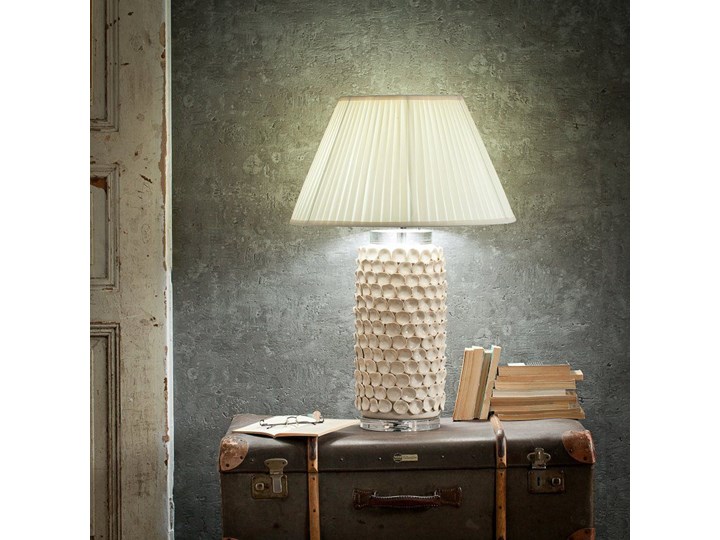 Lampa stołowa Sayaka ceramiczna 73cm, 73 cm Lampa z kloszem Kolor Biały Kategoria Lampy stołowe