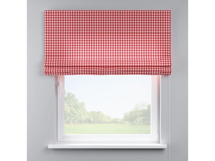 Roleta rzymska Capri, czerwono biała kratka (1,5x1,5cm), szer.80 × dł.170 cm, Quadro Typ Roleta przeciwsłoneczna