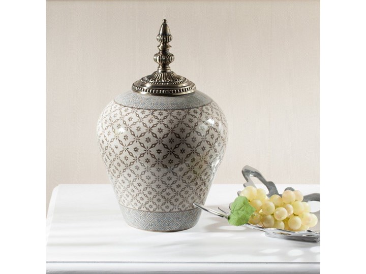 Waza ceramiczna Shiho z pokrywką 36cm, 36 cm Metal Kategoria Wazony Ceramika Kolor Szary