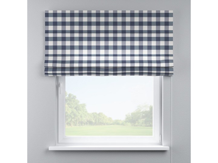 Roleta rzymska Capri, granatowo biała krata (5,5x5,5cm), szer.80 × dł.170 cm, Quadro Pomieszczenie Salon