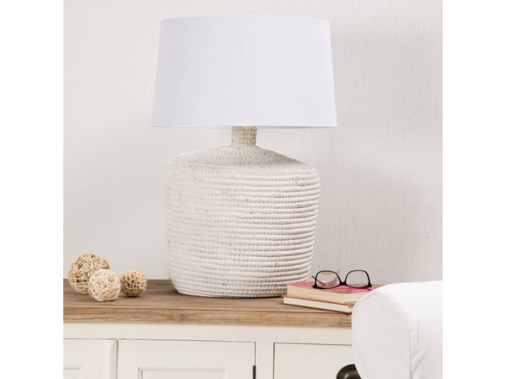 Lampa stołowa Coastal White wys. 66cm, 45 × 45 × 66 cm Lampa z kloszem Styl Skandynawski Kolor Złoty