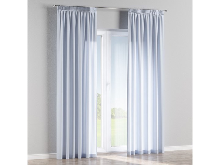 Zasłona na taśmie marszczącej 1 szt., pastelowy niebieski, 1szt 130 × 260 cm, Loneta Poliester Zasłona prześwitująca 130x260 cm Bawełna Wzór Gładkie