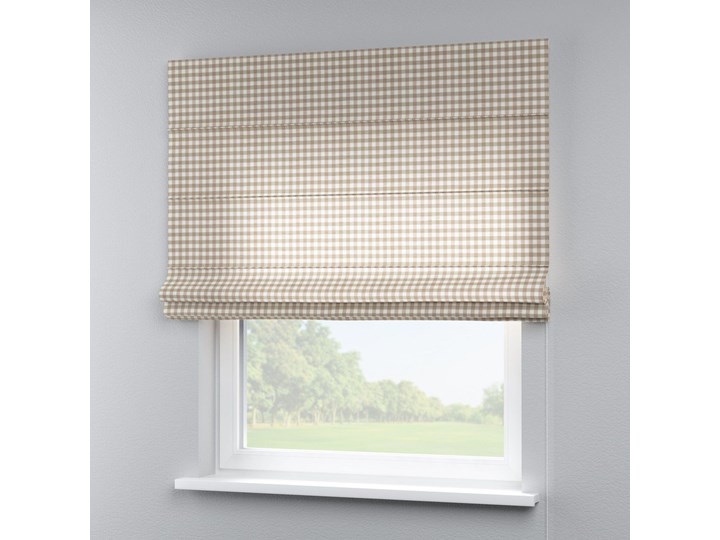 Roleta rzymska Capri, beżowo biała kratka (1,5x1,5cm), szer.80 × dł.170 cm, Quadro Typ Roleta przeciwsłoneczna