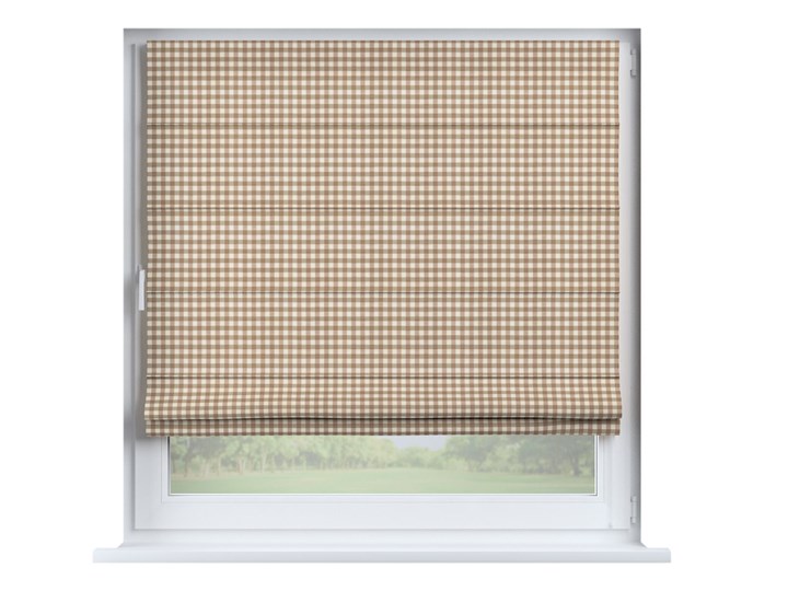 Roleta rzymska Capri, beżowo biała kratka (1,5x1,5cm), szer.80 × dł.170 cm, Quadro Typ Roleta transparentna Typ Roleta zaciemniająca