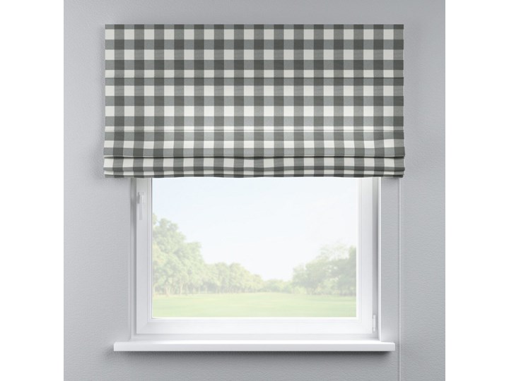 Roleta rzymska Capri, szaro biała krata (5,5x5,5cm), szer.80 × dł.170 cm, Quadro Pomieszczenie Jadalnia Pomieszczenie Kuchnia
