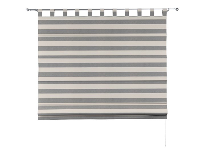 Roleta rzymska Verona, biało - szare pasy (5,5cm), szer.80 × dł.170 cm, Quadro Pomieszczenie Salon Wzór Gładkie