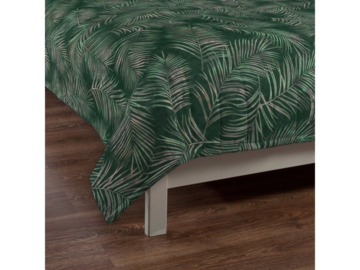 Narzuta pikowana w pasy, zielony w liście, szer.260 × dł.210 cm, Velvet Bawełna Poliester 210x260 cm Wzór Pikowany