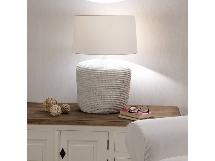 Lampa stołowa Coastal White wys. 66cm, 45 × 45 × 66 cm Lampa z kloszem Kolor Złoty Styl Skandynawski