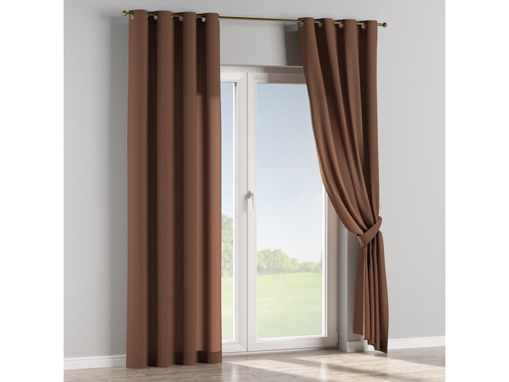 Zasłona na kółkach 1 szt., brązowy, 1szt 130 × 260 cm, Loneta Bawełna 130x260 cm Pomieszczenie Sypialnia Poliester Zasłona zaciemniająca Mocowanie Taśma