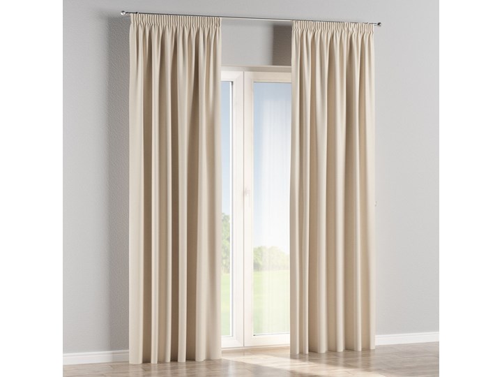 Zasłona zaciemniająca na taśmie 1 szt., ecru o wyraźnej strukturze, 1szt 140 × 260 cm, Blackout - zaciemniające Kolor Beżowy Poliester 140x260 cm Żakard Kategoria Zasłony