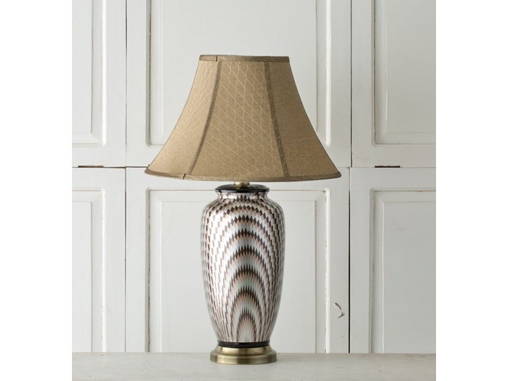 Lampa stołowa Maiko ceramiczna 71cm, 71 cm Lampa z kloszem Kolor Srebrny Kolor Beżowy