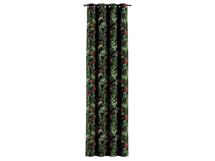 Zasłona na kółkach 1 szt., papugi i tukany na czarnym tle, 1szt 130 × 260 cm, Velvet Poliester 130x260 cm Wzór Kwiaty Zasłona prześwitująca Mocowanie Taśma