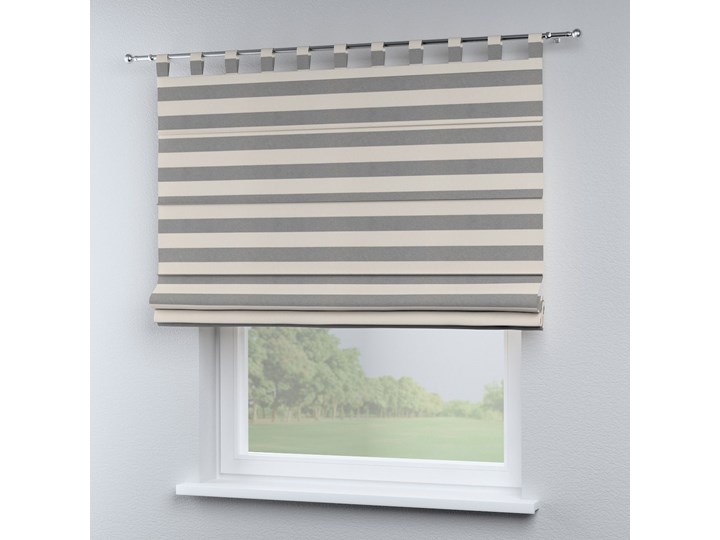 Roleta rzymska Verona, biało - szare pasy (5,5cm), szer.80 × dł.170 cm, Quadro Pomieszczenie Salon