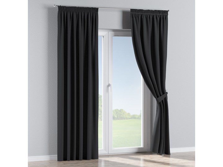 Zasłona zaciemniająca na taśmie 1 szt., czarny, 1szt 140 × 260 cm, Blackout - zaciemniające Pomieszczenie Sypialnia 140x260 cm Zasłona prześwitująca Poliester Pomieszczenie Salon