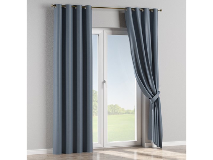 Zasłona zaciemniająca na kółkach 1 szt., ciemny niebieski o wyraźnej strukturze, 1szt 140 × 260 cm, Blackout - zaciemniające 140x260 cm Żakard Mocowanie Szelki Poliester Pomieszczenie Sypialnia