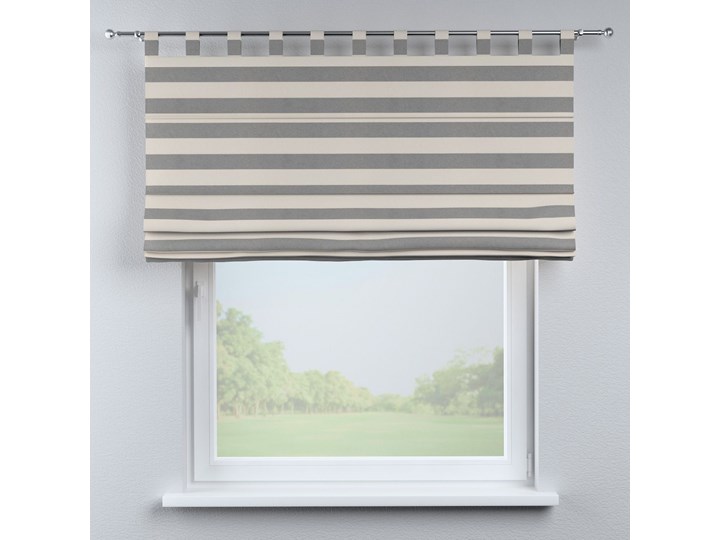 Roleta rzymska Verona, biało - szare pasy (5,5cm), szer.80 × dł.170 cm, Quadro Pomieszczenie Salon