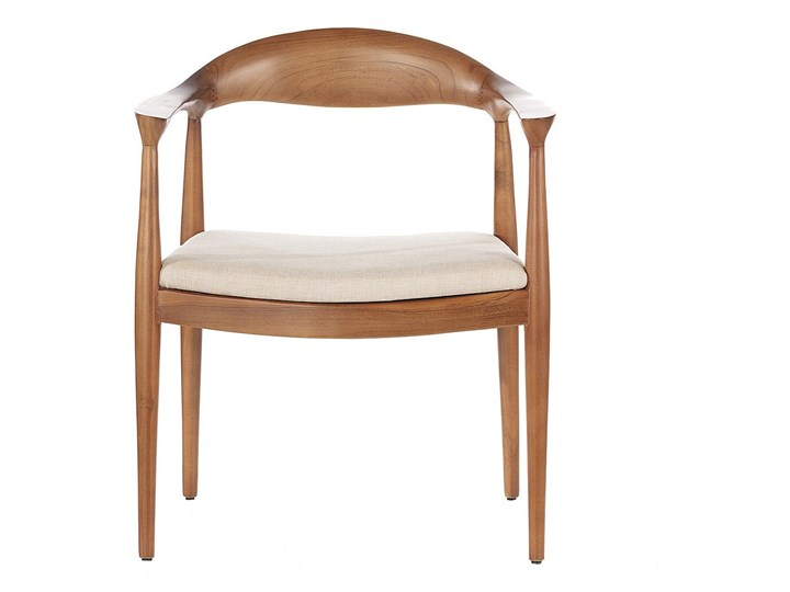 Krzesło Cassandra, 62 x 52 x 76 cm Kolor Brązowy Z podłokietnikiem Drewno Tkanina Tapicerowane Kategoria Krzesła kuchenne