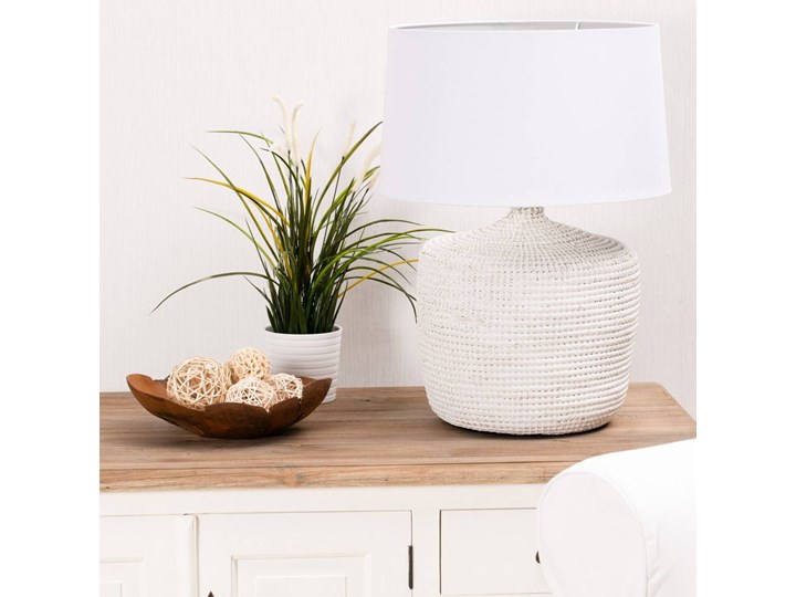Lampa stołowa Coastal White wys. 62cm, 45 × 45 × 62 cm Lampa z kloszem Styl Skandynawski