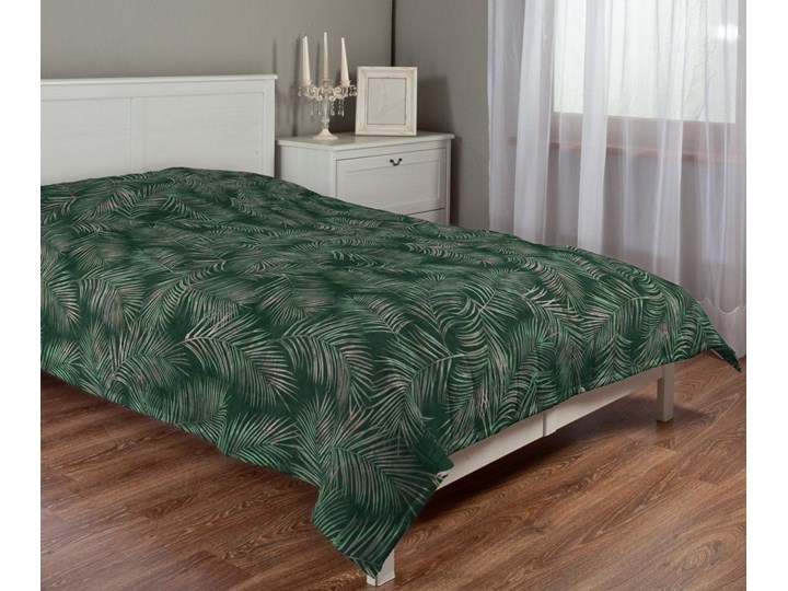 Narzuta pikowana w pasy, zielony w liście, szer.260 × dł.210 cm, Velvet 210x260 cm Bawełna Wzór Pikowany Poliester Kategoria Narzuty