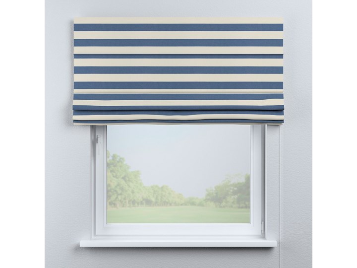 Roleta rzymska Capri, niebiesko - białe pasy (5,5cm), szer.80 × dł.170 cm, Quadro Pomieszczenie Biuro i pracownia Wzór Paski