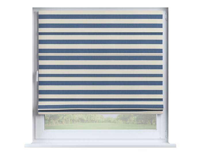Roleta rzymska Capri, niebiesko - białe pasy (5,5cm), szer.80 × dł.170 cm, Quadro Wzór Paski