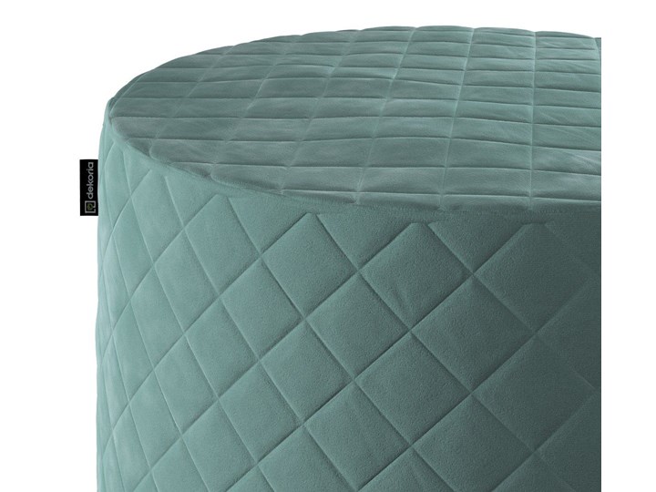 Puf Barrel pikowany, szara mięta, ø 40 wys. 40 cm, Velvet Tworzywo sztuczne Pufa pikowana Tkanina Siedzisko Podnóżek Pomieszczenie Garderoba