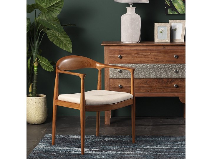 Krzesło Cassandra, 62 x 52 x 76 cm Tapicerowane Drewno Kategoria Krzesła kuchenne Z podłokietnikiem Tkanina Kolor Brązowy