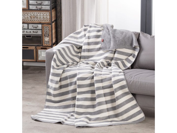 Koc Cosy Home 150x200cm Gray Stripes, 150 × 200 cm Bawełna Akryl 150x200 cm Kolor Szary Kategoria Koce i pledy