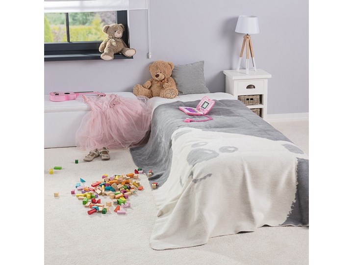 Koc Cosy Home 150x200cm Teddy Bear, 150 × 200 cm Bawełna 150x200 cm Akryl Kolor Szary Wzór Z nadrukiem