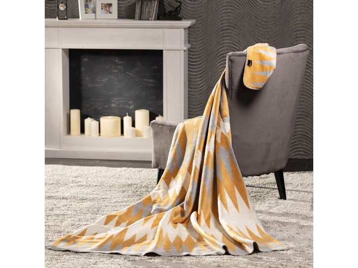 Koc Cosy Home 150x200cm India, 150×200cm Akryl Bawełna 150x200 cm Kolor Pomarańczowy