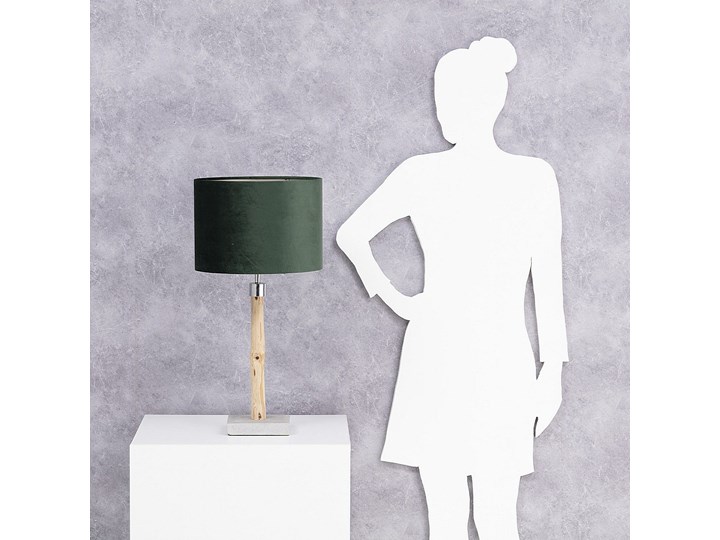 Lampa stołowa Dutch Green, 60 cm Drewno Lampa z kloszem Kolor Srebrny
