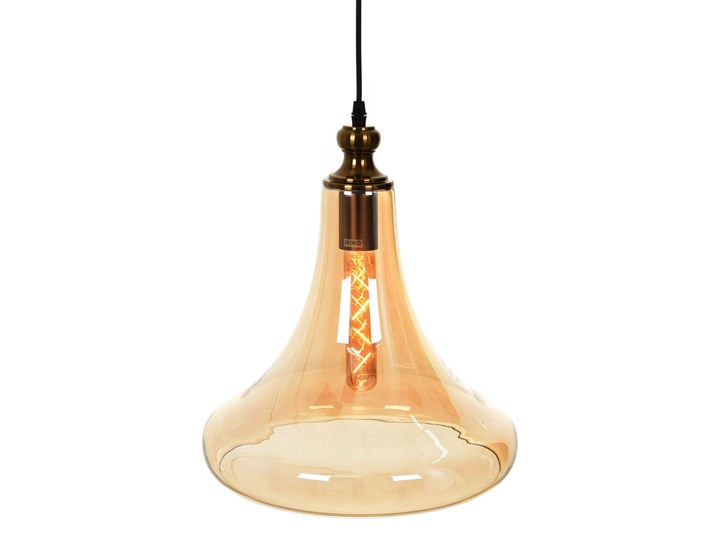 NOWOCZESNA LAMPA WISZĄCA LOFT BURSZTYNOWA ZAGA Metal Lampa z kloszem Szkło Mosiądz Lampa z abażurem Styl Nowoczesny