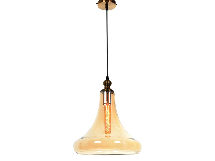 NOWOCZESNA LAMPA WISZĄCA LOFT BURSZTYNOWA ZAGA Lampa z abażurem Metal Mosiądz Szkło Lampa z kloszem Styl Nowoczesny